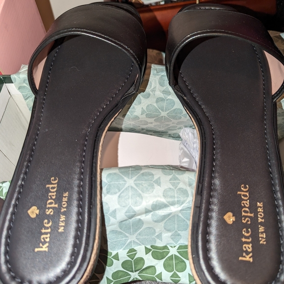 BNIB Kate Spade Palm Cove Black Leather Sandals - Picture 6 of 10